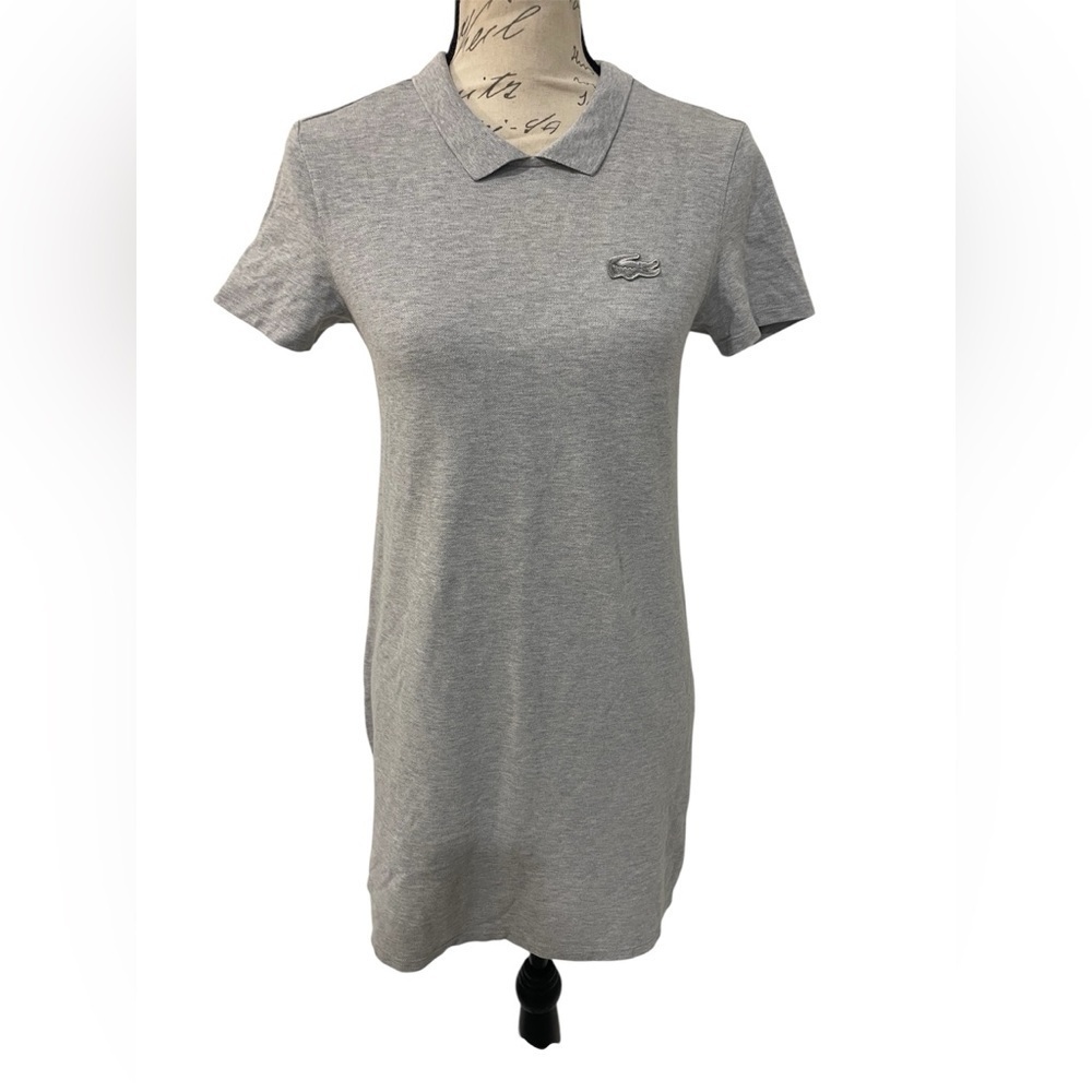 Lacoste L!ve Polo Collar Gray Mini Dress Size 36/S 96% Cotton 4% Elastane EUC